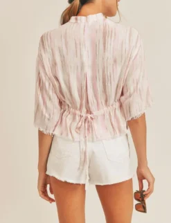Hot Sage The Label Sweet Strokes Drawstring Back Fringe Crop Top|