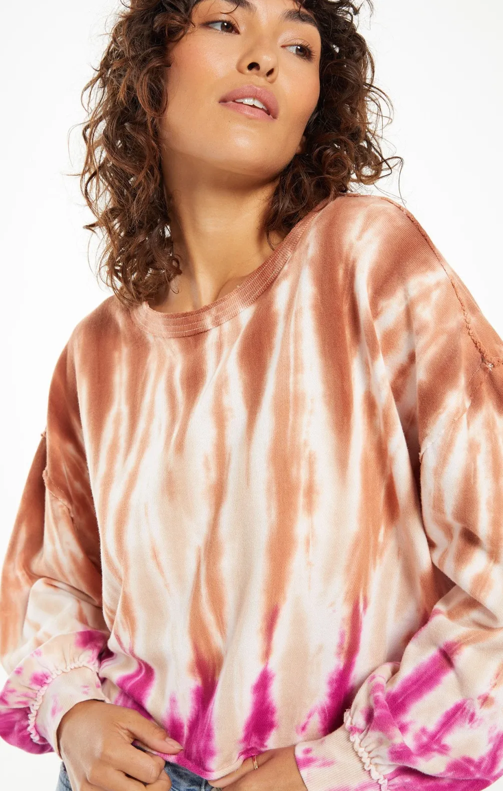 tempest_sorbet_skies_tied_SKU7fdf019ac525e30612f939900fa1aef0_1.webp Online Z Supply Tempest Sorbet Skies Tie-Dye Pullover-Sahara|