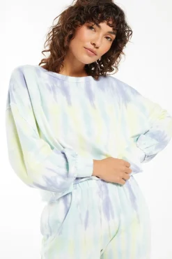 Discount Z Supply Tempest Sorbet Skies Tie-Dye Pullover-Lavender Grey|