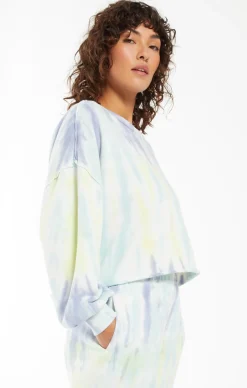 Discount Z Supply Tempest Sorbet Skies Tie-Dye Pullover-Lavender Grey|