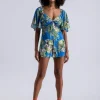 Lez a Lez Tropical Romper With Wide Sleeves|