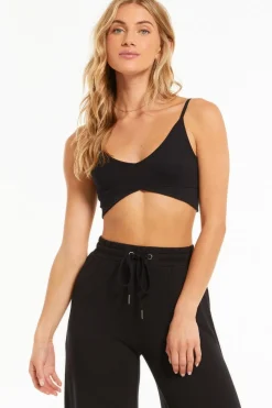Outlet Z Supply Up All Night Rib Bra-Black|