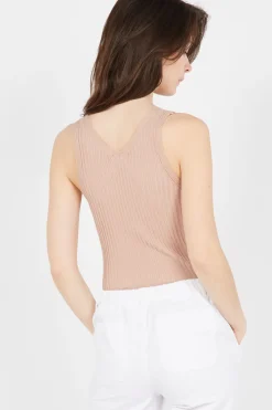 Sale The Korner V-Neck Rib Tank Top-Beige|