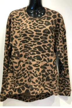 Discount RD Style Waffle Knit Lounge Top-Leopard|