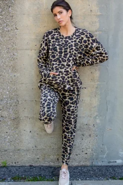 Discount RD Style Waffle Knit Lounge Top-Leopard|