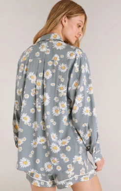 Z Supply Wanderer Daisy Shirt-Sage Ash|