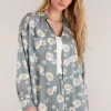 New Z Supply Wanderer Daisy Shirt-Sage Ash|